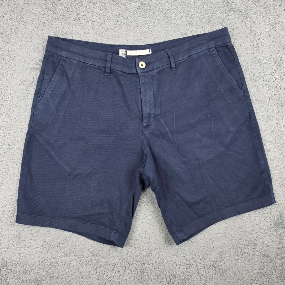 Robert Graham Chino Shorts Mens 34 Fits 36 Navy Classic Fit Stretch Cotton Twill